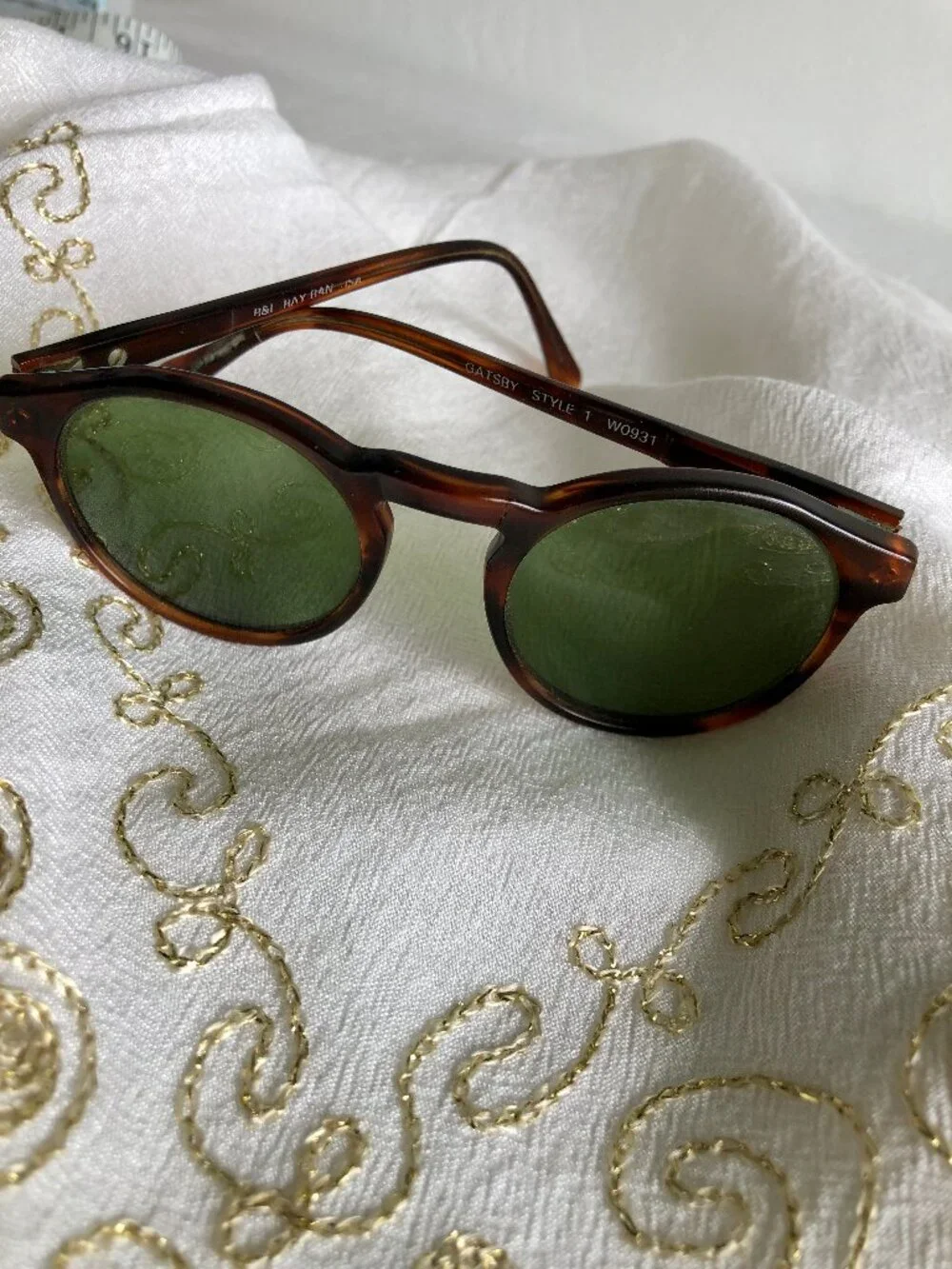 Vintage Ray-Ban Sunglasses Gatsby Style 1, W0931 Tortoise with Green Lenses